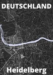 City Heidelberg map with streets rivers and lakes germany