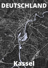 City Kassel map with streets rivers and lakes germany