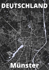 City Münster map with streets rivers and lakes germany