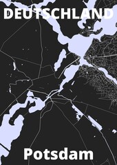 City Potsdam map with streets rivers and lakes germany