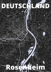 City Rosenheim map with streets rivers and lakes germany