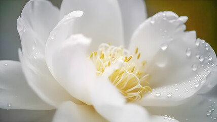 Fototapeta na wymiar Elegant pastel white colour peony flower, close up, macro background, AI generated