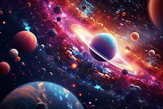 Colorful abstract space surreal fantasy. Generative ai