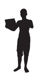 Obraz premium Man giving a presentation through paper reading.