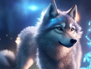 beautiful wolf with glitter