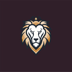 Minimalist lion head logo in vector.