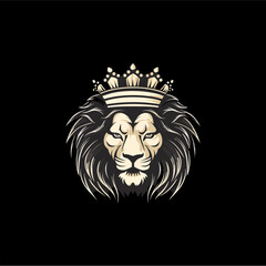 Minimalist lion head logo in vector.