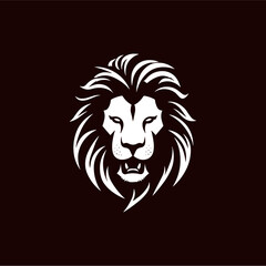 Minimalist lion head logo in vector.