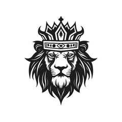 Minimalist lion head logo in vector.