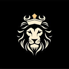 Minimalist lion head logo in vector.