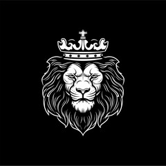 Minimalist lion head logo in vector.