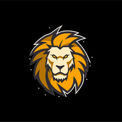 Minimalist lion head logo in vector.