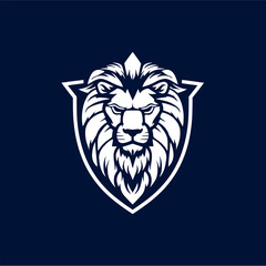 Minimalist lion head logo in vector.