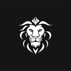 Minimalist lion head logo in vector.