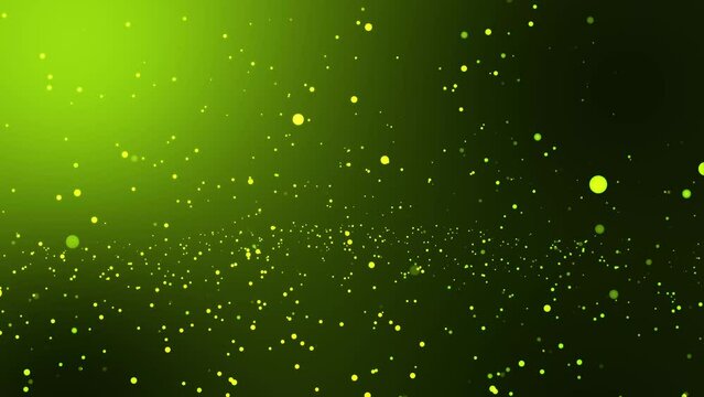Animated abstract background and blue particles designed background. green colored particles rotate, fall and bounce in the background. Particle effect black/green background animation.