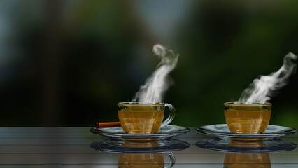 cup of tea with steam 3D rendering