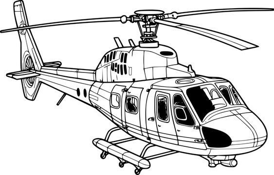 Helicopter Coloring Page Colored Illustration Line Art Hand Drawn Vector,  Rat Drawing, Ring Drawing, Helicopter Drawing PNG and Vector with  Transparent Background for Free Download
