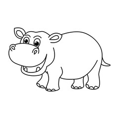 Funny hippo cartoon coloring page