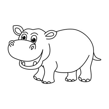 Funny hippo cartoon coloring page