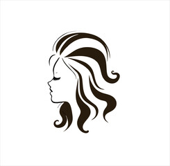 Woman hair silhouette vector illustration, beauty salon logo