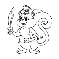 Funny squirrel cartoon coloring page