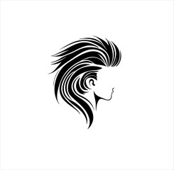 Man hair silhouette vector illustration, salon logo, barbershop logo