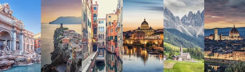 Deurstickers Italy's famous landmarks collage © Stockbym