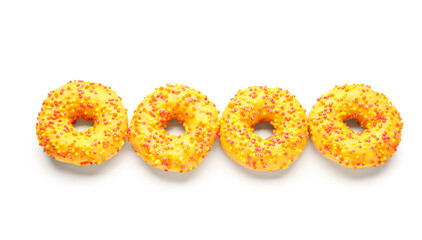 Sweet donuts on white background