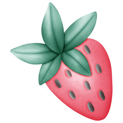 Single fresh red strawberry illustration