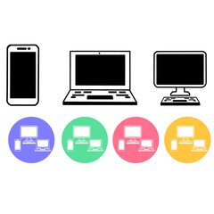Computer, Laptop and smartphone illustration icon on trsnsparent background