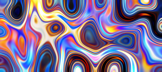 Fototapeta na wymiar Abstract fluid iridescent curved wave in motion dark background