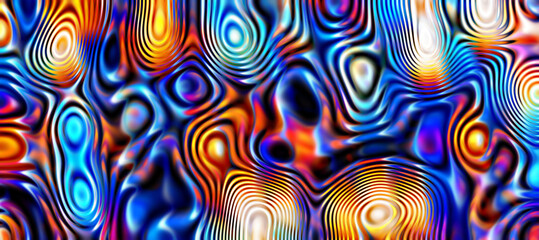 Fototapeta na wymiar Abstract fluid iridescent curved wave in motion dark background