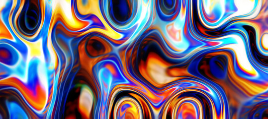 Abstract fluid iridescent curved wave in motion dark background
