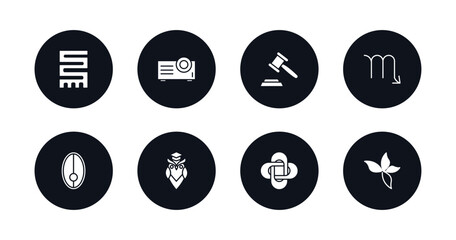symbol for mobile filled icons set. filled icons such as toughness, projection, authority, scorpio, nitre, wisdom, hypocrisy, beauty vector.