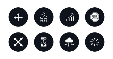 symbol for mobile filled icons set. filled icons such as crossroad, hdpe 2, arrow heading up, two left arrows, expand button, bending, cloud with connection, expand arrows vector.