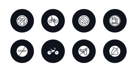 symbol for mobile filled icons set. filled icons such as no turn right, no bicycle, no gambling, gasoline, straight, bicycle, weapons, pooping vector.