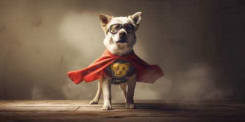 a dog as super hero dog. Generative AI - 611896919