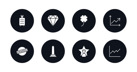 symbol for mobile filled icons set. filled icons such as travel, gem, clover, rise, passed, monument, celebrity, line graph vector.