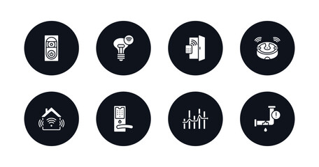 symbol for mobile filled icons set. filled icons such as doorbell, lighting, access, robot vacuum cleaner, home automation, handle, chart, leak vector.