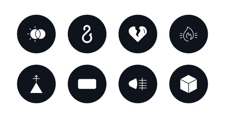 symbol for mobile filled icons set. filled icons such as hdr, , broken heart, fire over line, phosphorus, rounded rectangle, fog light, blank cube vector.
