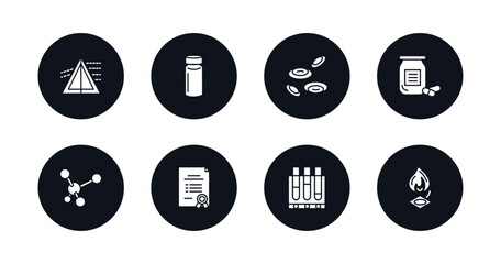 symbol for mobile filled icons set. filled icons such as dispersion, vial, cells, medicines, molecule, bond, tubes, burner vector.