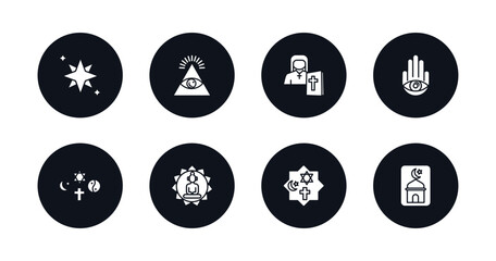 symbol for mobile filled icons set. filled icons such as holy star, cao dai, orthodox, hamsa, religion, buddhism, monotheism, vector.