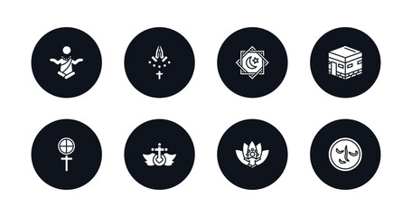 symbol for mobile filled icons set. filled icons such as monk, faith, rub el hizb, islam, gticism, heresy, lotus position, induence vector.