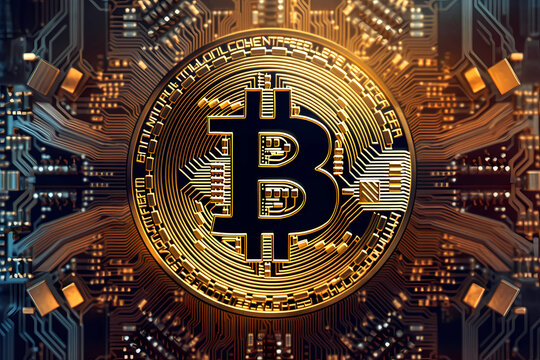a golden Bitcoin crypto blockchain technologie. Generative AI
