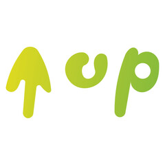 eco green up arrow and text 