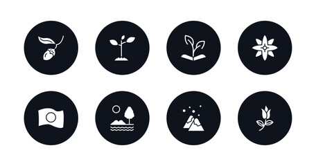 symbol for mobile filled icons set. filled icons such as chestnut oak tree, plants growing, grows, petals, japanese, savannah, snowed mountains, flower of leaves vector.