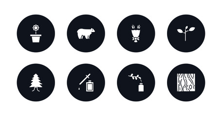 symbol for mobile filled icons set. filled icons such as flower pot, polar, flower bouquet, branch with leaves, arborvitae tree, essence, floral decorations, wood board vector.