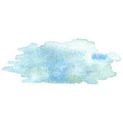 blue blue watercolor stain hand drawn on white background.Abstract cold color brush paper grain texture illustration element for wallpaper, label