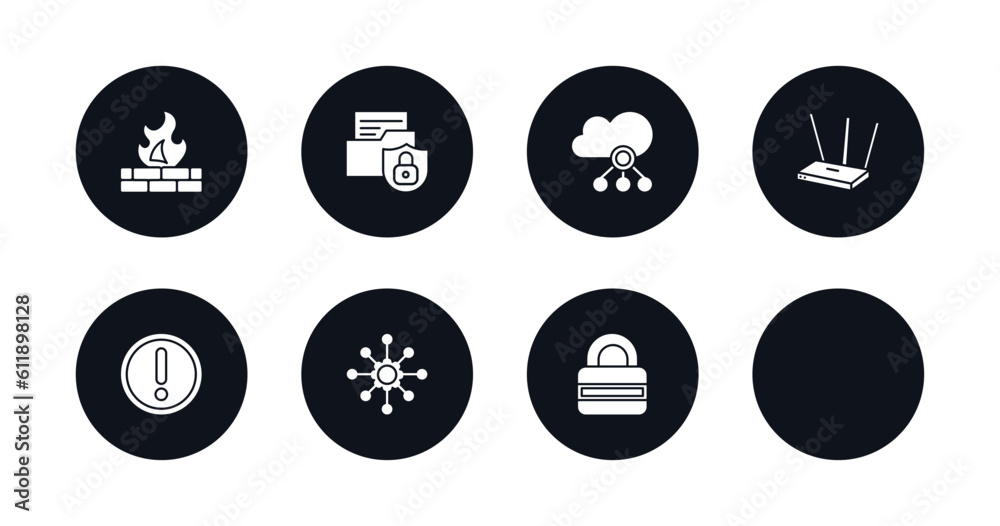 Poster symbol for mobile filled icons set. filled icons such as firewall, folder security, computing cloud,