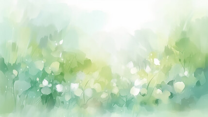 green watercolor foliage abstract background.  Generative AI. spring eco nature - obrazy, fototapety, plakaty